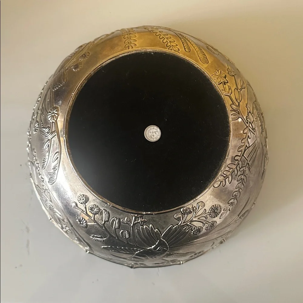 Godinger Silver Plate Decorative Large Bowl with Bird Design